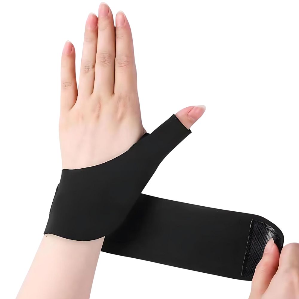 Wrist and thumb support – Adjustable, breathable, stabilizing for “mommy hand”